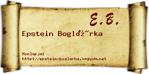 Epstein Boglárka névjegykártya